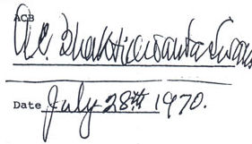 Srila Prabhupada's signature