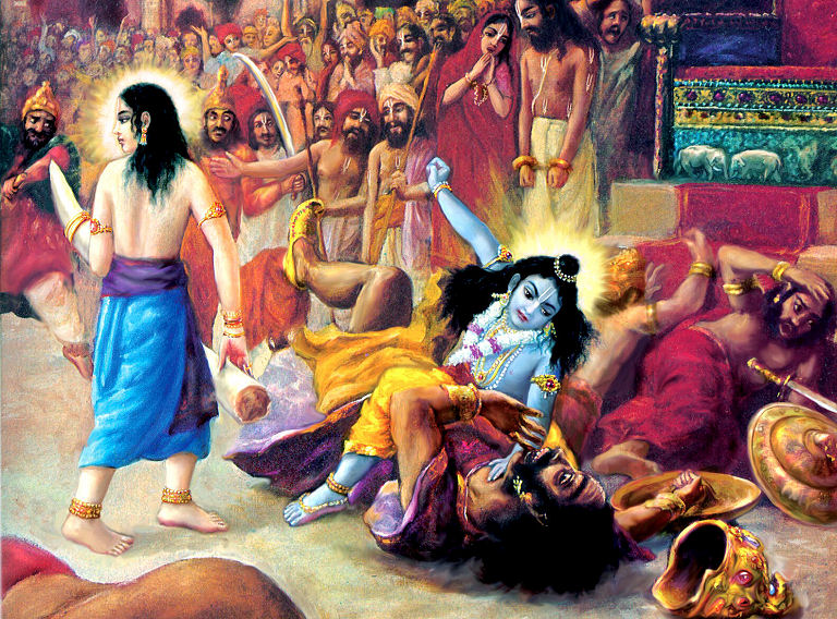 Krishna is killing Kamsa