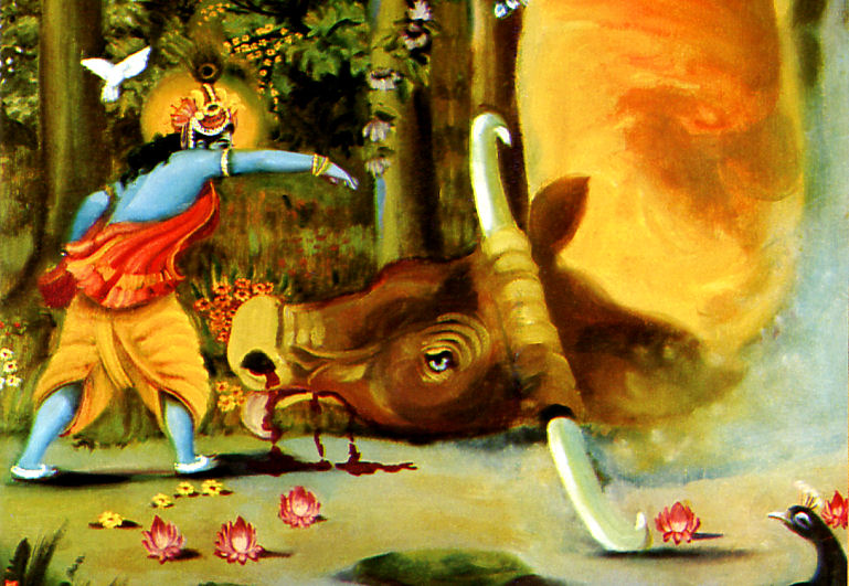 Krishna kills the demoniac bull Aristasura